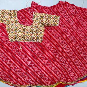 Red & White Lehenga Choli Set