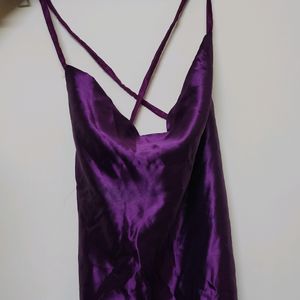 Price Drop!! Tie Back Satin Purple Slip Dress