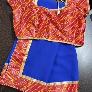 Georgette Saree Wth Stitched Blouse