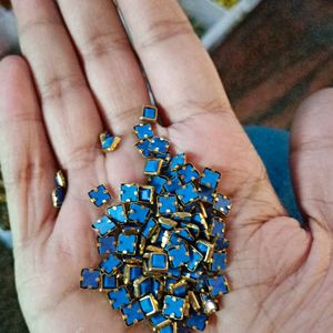 Blue Square Fitting/Kundan Stones Pack Of 100