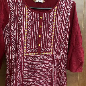 Maroon Cotton Kurti