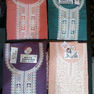 Fancy Unstitch Cotton Silk  Suits