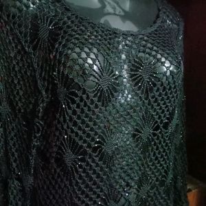 Black Sequin Net Top