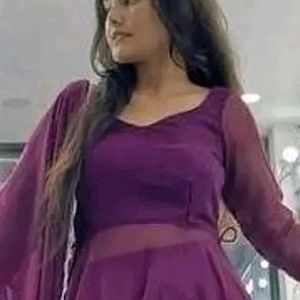 Purple Backless Gown With Dupatta