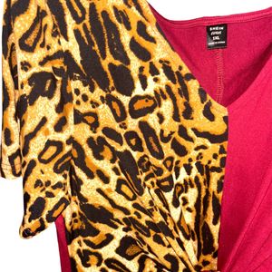 Tiger Print Knot Red Dress