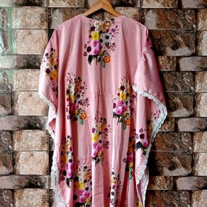 Flower Print Rich Kaftan Free Size