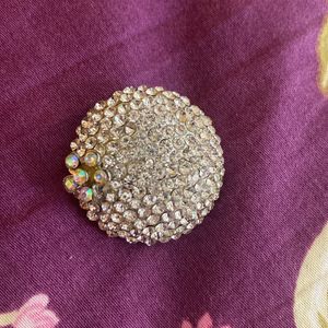 Silver Color Stone Studded Brooch