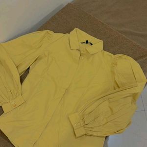 Mustard Puffy Sleeves Top (M)