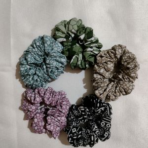 Printed Scrunchies Combo Pack Of 5