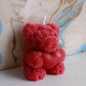 Teddy Bear Heart Handmade Scented Candle (Small)