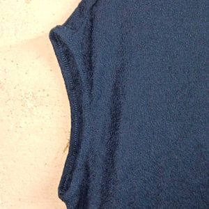 Ladies Fashion Top Sleeveless Flared Navy Blue