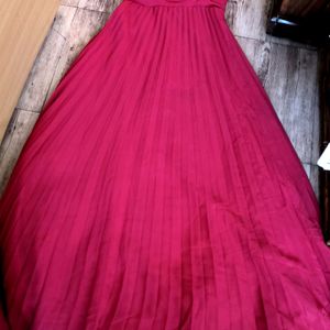 Accordian Pleats Red Sequin Gown