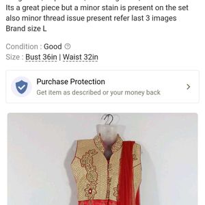 Red Embroidered Kurta Set (Women)