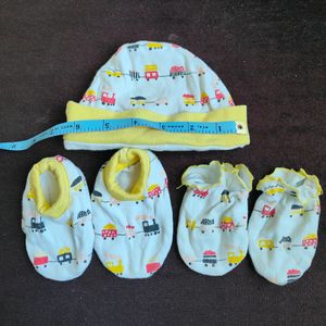 Cap, Mittens And Booties Set