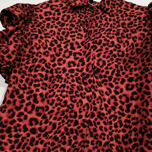 Red Tiger Print Top For Women