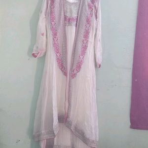 Long Kurti Set With Dupatta And Shrug