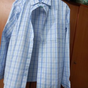 Light Blue Checked Full Hand Shirt (XL/41 Inch)