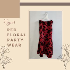 Red Floral Party Wear