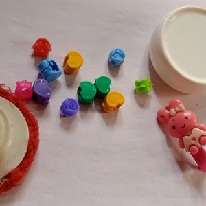 Powder Puff,Beads, Container, Butterfly Clip,Stone