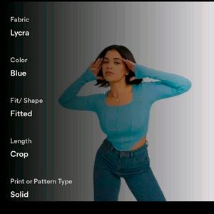 The Sleek Blue Fitted Crop Top 🩵