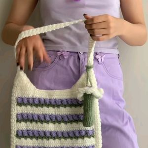 !! 10% DISCOUNT !! Crochet Levender Tulip Bag