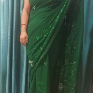 Chiffon Saree With Chamki Work