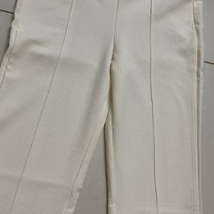 Bell Bottom White High Rise Trousers