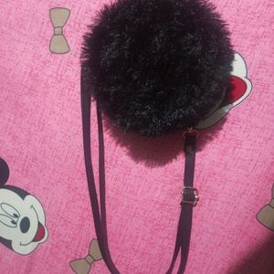 Women Black Fur Slingbag