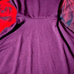 Vintage 80s Women Burgundy Dress