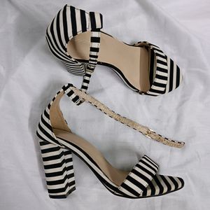 Black And White Heeled Sandals