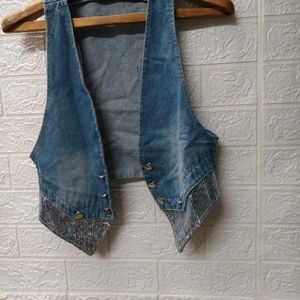 Denim Jacket With Shimmer For Small And Medium