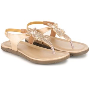 Women Floral Gold Casual Sandal