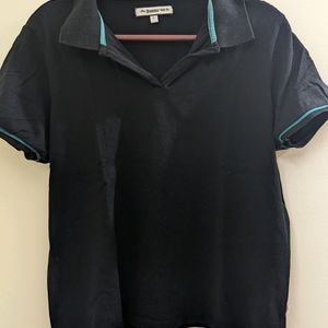 💸👇!! Women Solid Polo Collar T-shirt