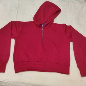 Red Crop Hoodie