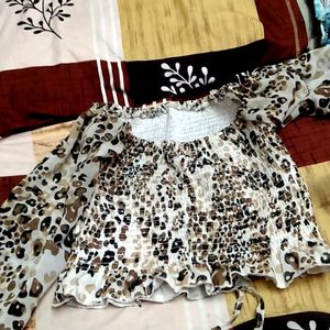 Leopard Print Bardot Top