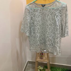 Net Olive Green Sheer Top