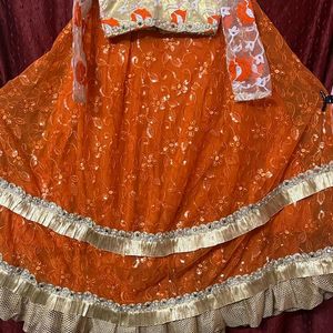 Golden Orange Lehnga Choli