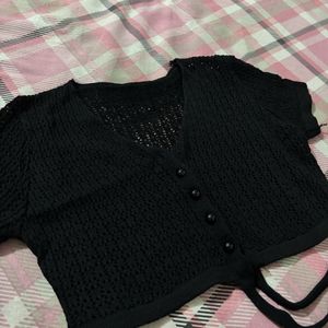 Crochet Black Crop Top