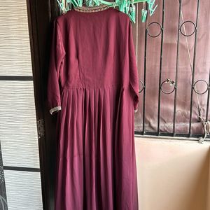 Wine Colored Floor Length Partywear Gown