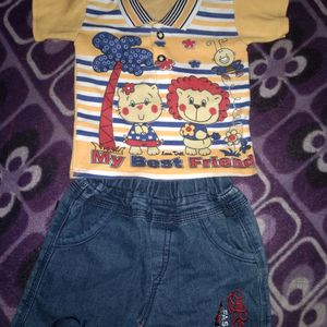 Polo T Shirt 👕+ Denim Pant For 1to2years Old Boy
