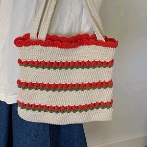 Crochet Red 🍒 Tulip 🌷 Bag