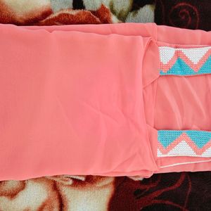 Combo Of White And Peach Flare Top(New)