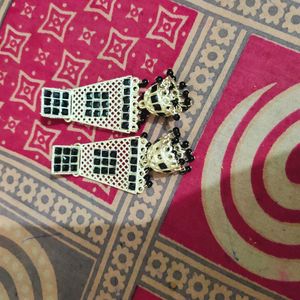 Black And White Combination Earings