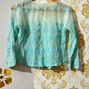 Embroidered Mesh Top