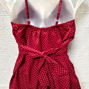 Chic Spaghetti Top with Mini Polka Dots