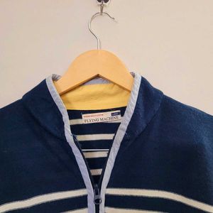 Flying Machine Men Striped  Zip-Front Cardigan