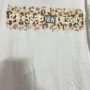 Zara White T-shirt In Size-M