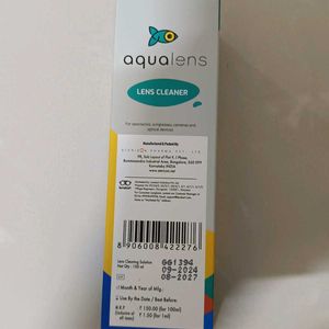 New Unused Aqualens Lens Cleaning Solution 100 ML