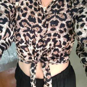 Cheetah Print Crop Shirt