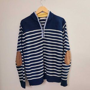 Flying Machine Men Striped  Zip-Front Cardigan